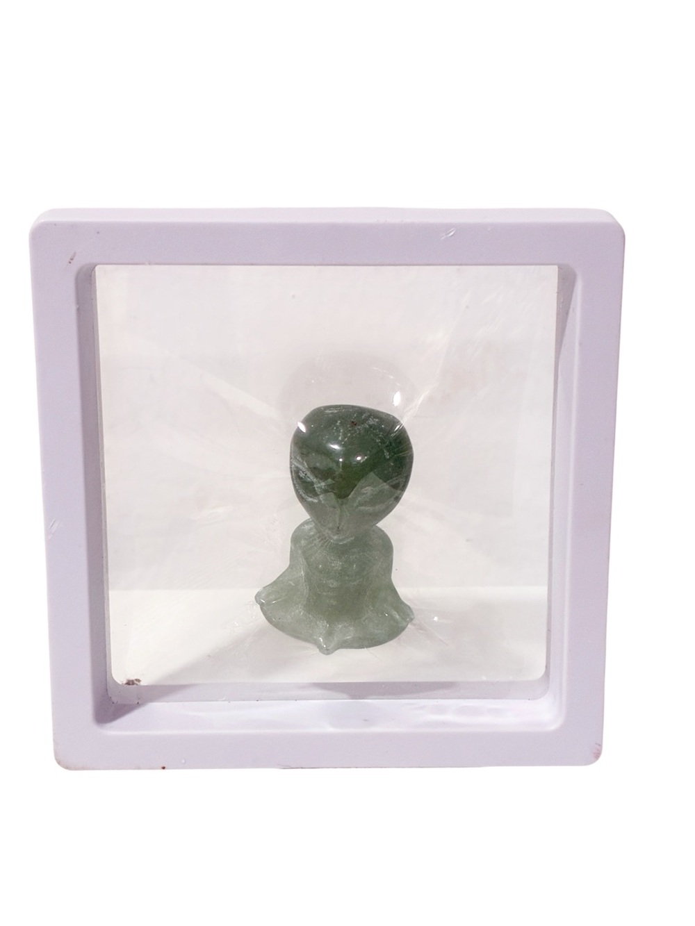 Hand Carved Crystal Meditation Alien Statue Green Stone NEW